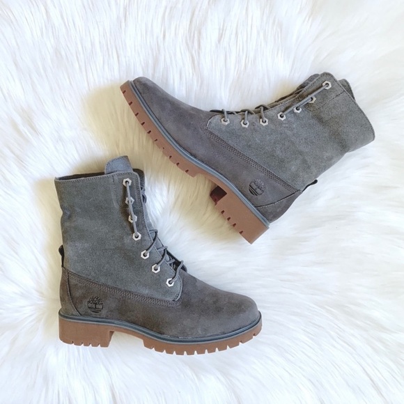 Timberland Jayne Medium Grey Roll Top Boots - Picture 2 of 8